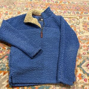 Blue Sherpa Pullover with Cream Collar